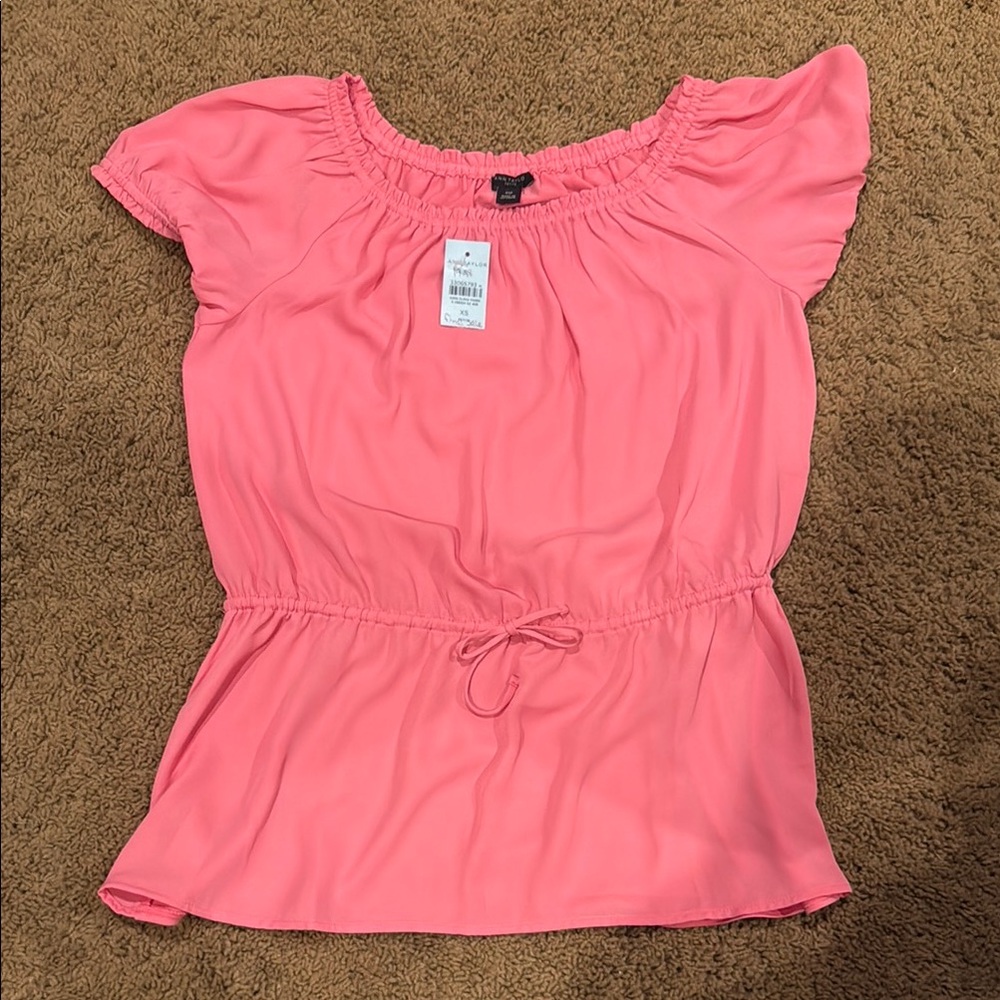 Ann Taylor Pink Ruffled Tie Front Blouse